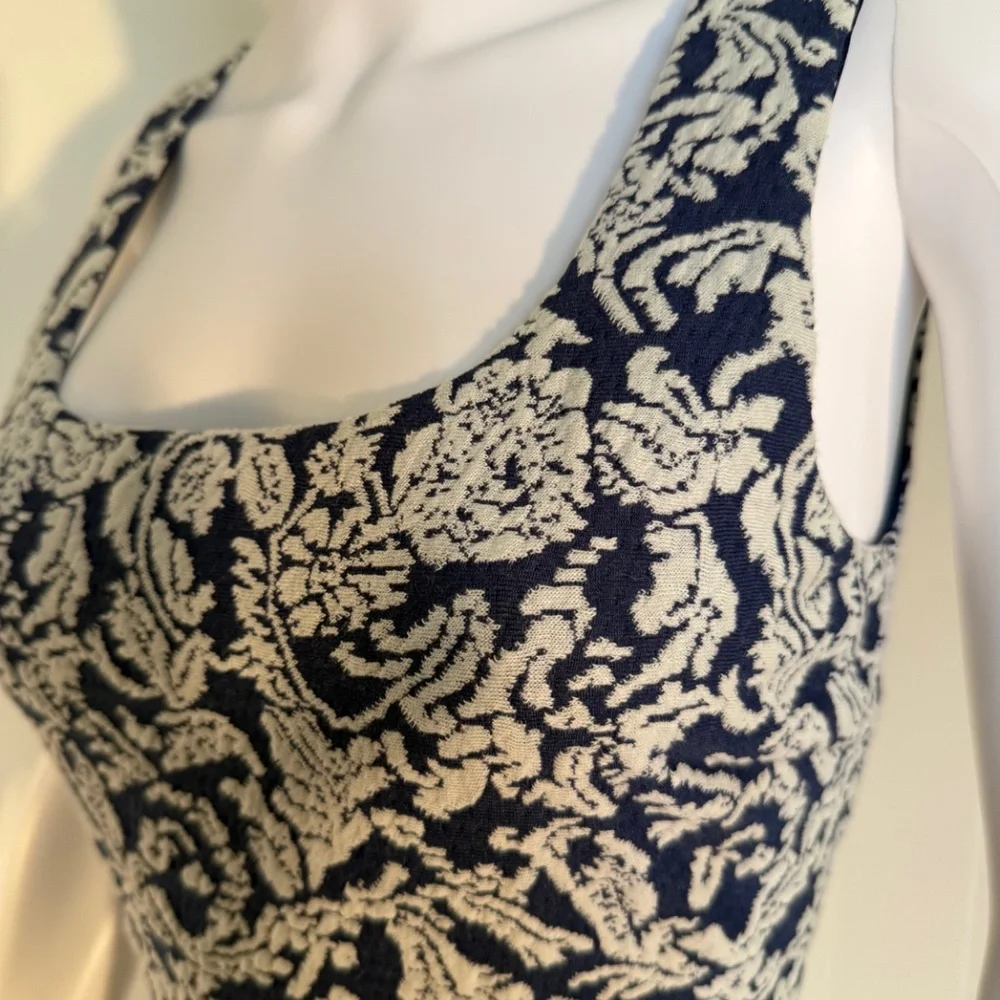 Brixton Ivy Medium NWT Scoop Neck Sleeveless Dress Textured Pattern Navy/Grey - Picture 4 of 7